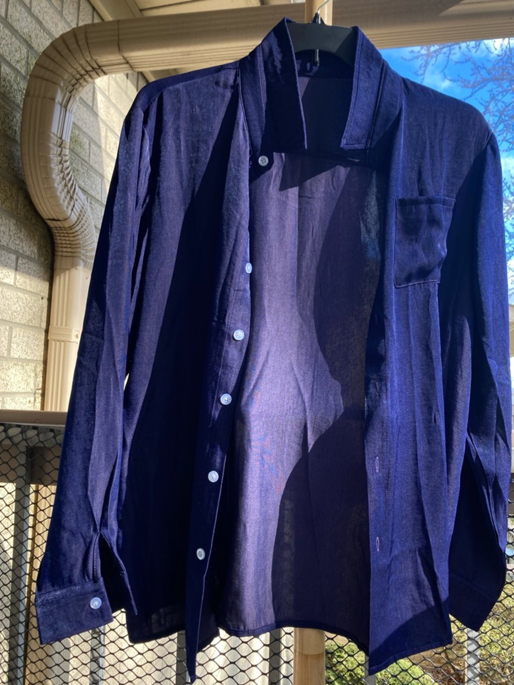 Metallic Dark Purple Slinky Super Soft Button Down Collared Shirt Whimsigoth - Picture 3 of 17
